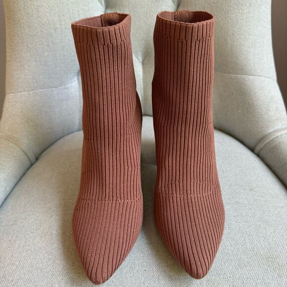Steven New York Nichol Knit Bootie Ribbed Sock Bootie Pull-on Cognac Women's 7.5 - Picture 4 of 7